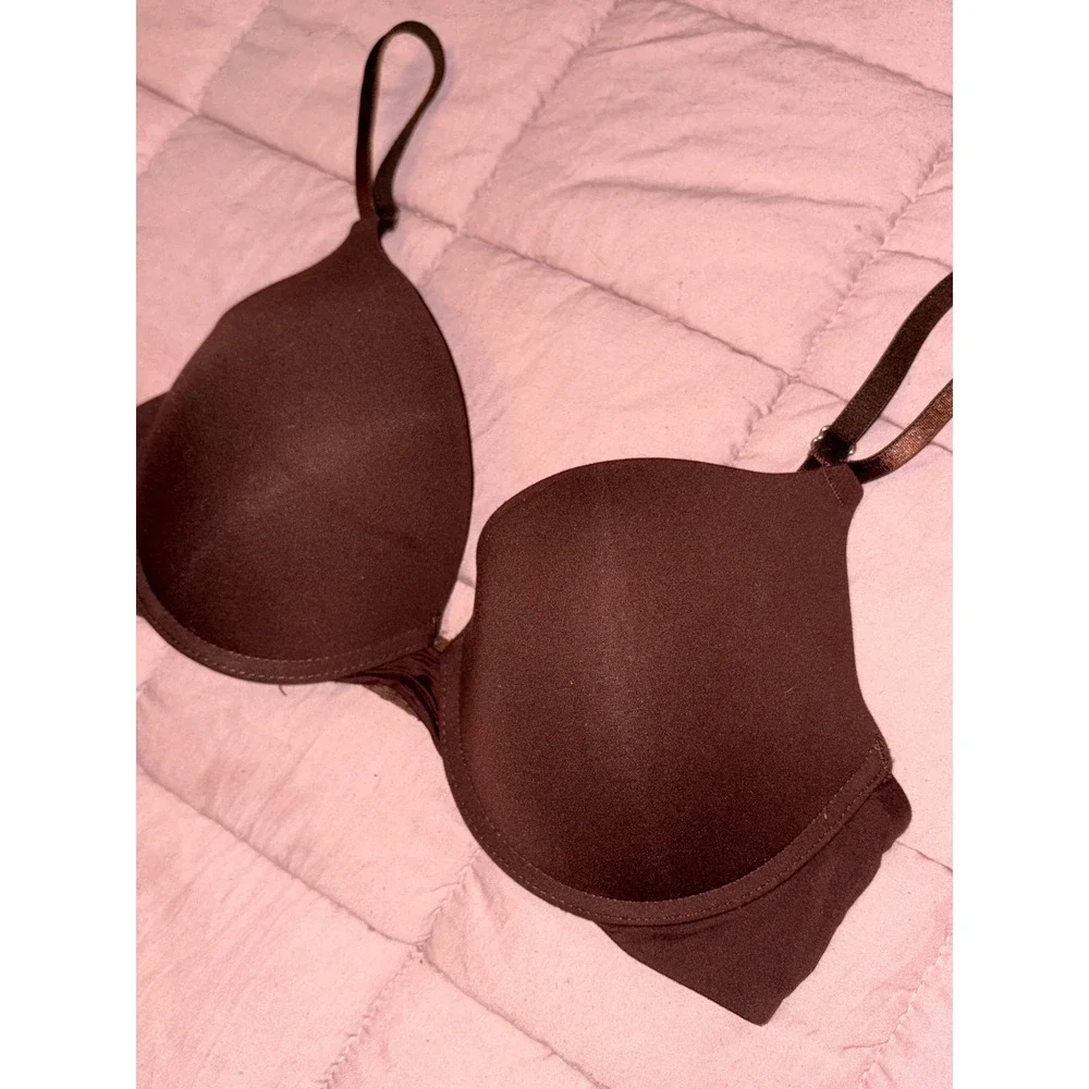 Essentials Rene Rofe Women Brown T Shirt Bra Underwire Lightly Lined 36C - Picture 2 of 5